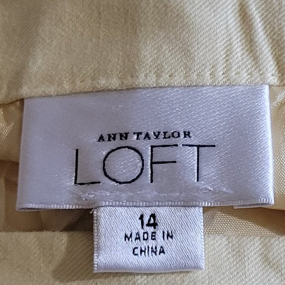 Ann Taylor Loft Skirt Size 14 Yellow Pleated Hem - Picture 3 of 6